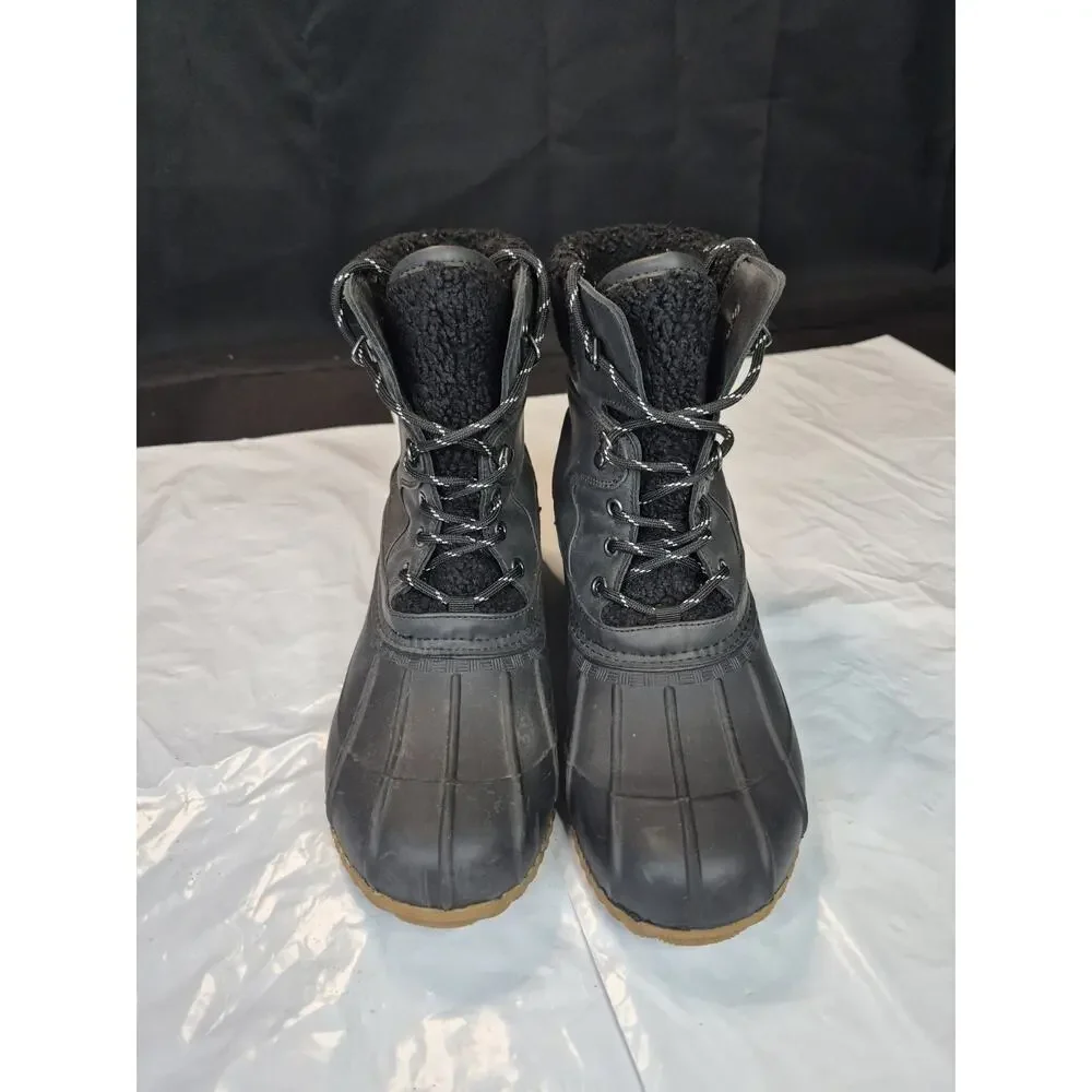 Tommy Hilfiger Women's Sz 10M Black Rain Winter Duck Boots Shoes Lace Up Boot